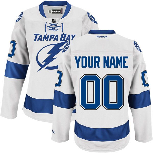 Reebok Tampa Bay Lightning Men Premier Road Custom NHL Jersey - White->->Custom Jersey